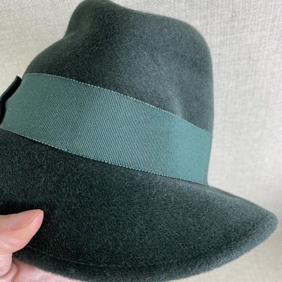 Lock And Co Rabbit Felt Quirky Trilby Bowler Hat Womens 22" Green Fedora - Picture 8 of 8